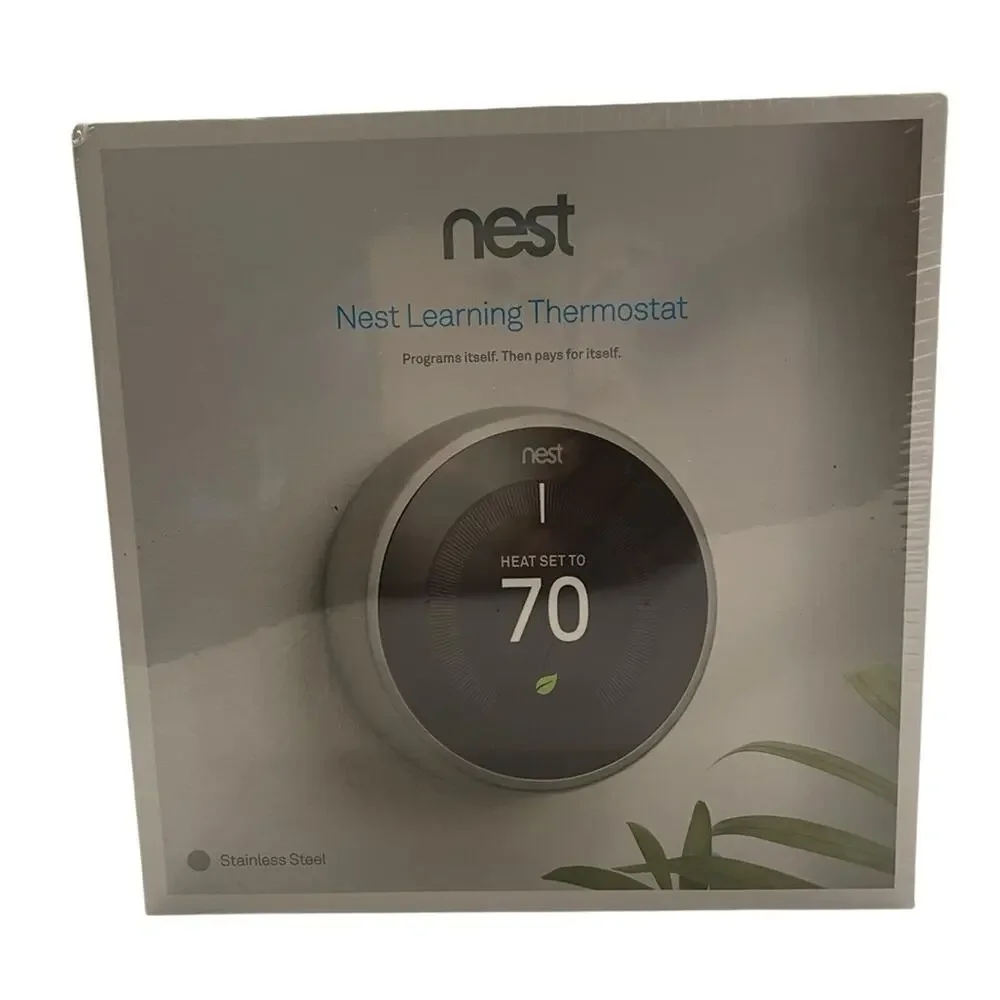 SEALED Google Nest T3007ES - Stainless Steel- Learning Thermostat NST100 - Picture 1 of 6